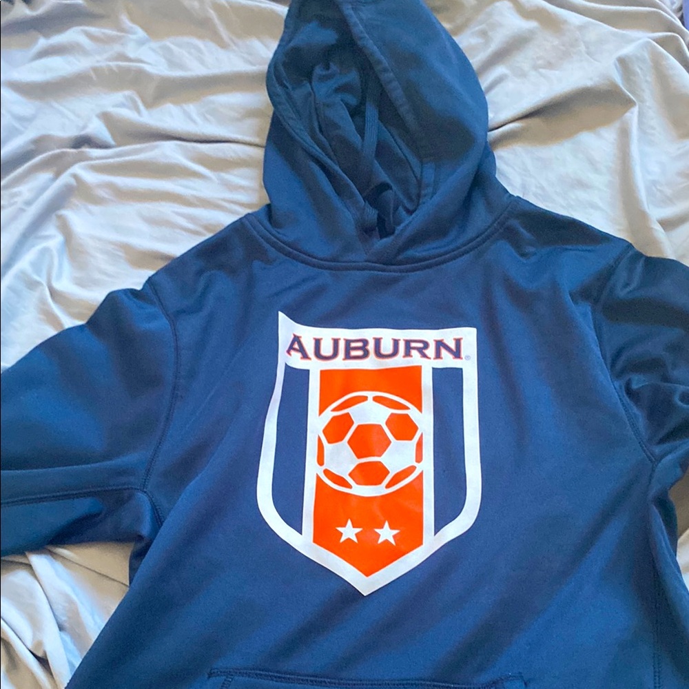 Auburn Blue Hoodie with Soccer Logo Medium Unisex